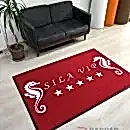 Kırmızı zeminli beyaz logolu paspas P4534